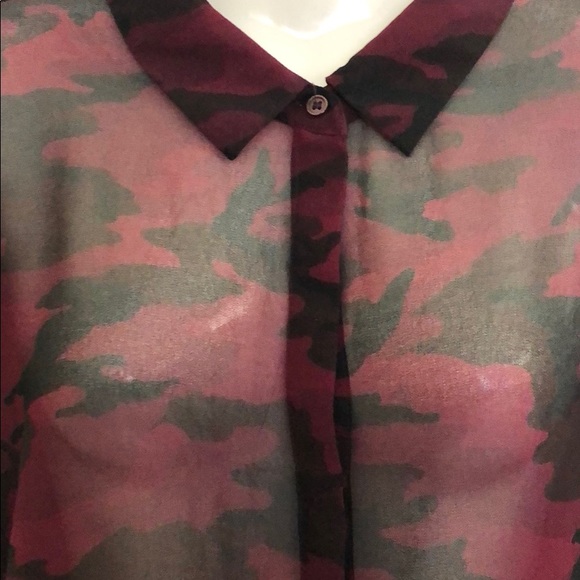 Sheer Black and Wine Camouflaged Blouse - Picture 4 of 7